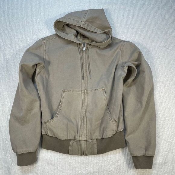 Sunday Best by Aritzia Gray Lined Daisy Bomber Hooded Utility Jacket Size Small - Picture 1 of 8